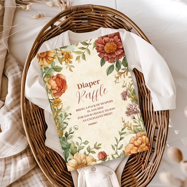 Terracotta Blommigt Baby i Bloom Diapper Raffle Tilläggskort (Skapare uppladdad)