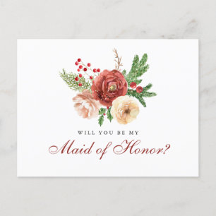 Terracotta Blommigt blir min Maid of honor Inbjudan Vykort