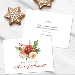 Terracotta Blommigt blir min Maid of honor Inbjudningar