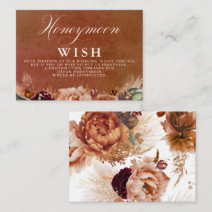 Terracotta Blommigt Boho Bröllop Honeymoon Wish Tilläggskort