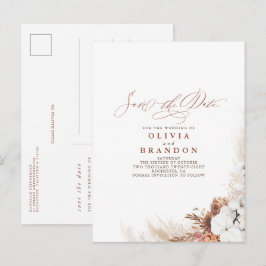 Terracotta Blommigt Boho Exotic Spara datum Meddelande Vykort