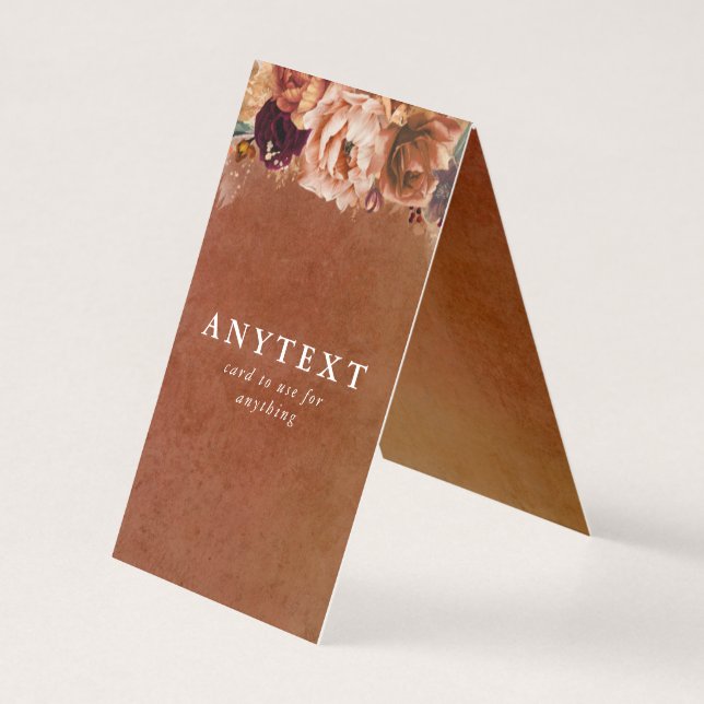 Terracotta Blommigt Boho-mappat kort (Baksida)