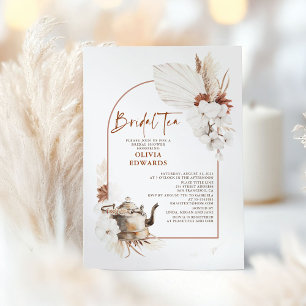 Terracotta Blommigt Boho Möhippa Tea Party Inbjudningar