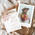 Terracotta Blommigt Boho Pampas Grass Möhippa Inbjudningar<br><div class="desc">Minimalistisk bränd Orange - Terracotta - Coriander Elegant och Modern Boho Pampas Grass Script Möhippa med foto på bakre hösten (hösten),  vintern,  Vår eller sommarinbjudningar - innehåller vacker och elegant manustypografi för att den speciella bron ska vara före - Bröllop firande.</div>