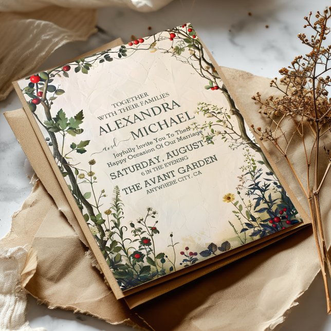 Terracotta Blommigt Bröllop Inbjudningar (Skapare uppladdad)