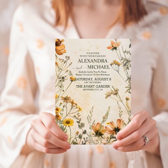 Terracotta Blommigt Bröllop Inbjudningar (Skapare uppladdad)