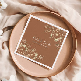 Terracotta Blommigt Bröllop Napkins Pappersservett