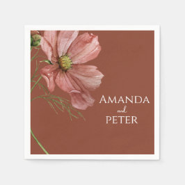 Terracotta Blommigt Bröllop Pappersservett