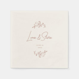 Terracotta Blommigt Bröllop Pappersservett