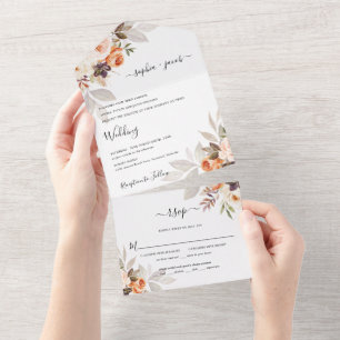 Terracotta Blommigt Burnt Orange Boho Fall Wedding