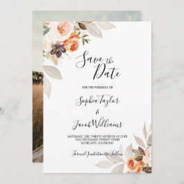 Terracotta Blommigt Burnt Orange Boho Fall Wedding Spara Datumet