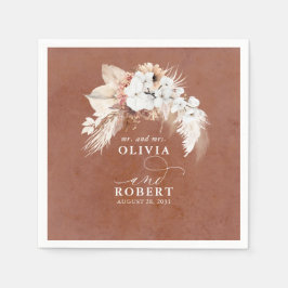 Terracotta Blommigt Elegant Boho Bröllop Pappersservett