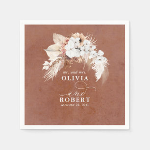 Terracotta Blommigt Elegant Boho Bröllop Pappersservett