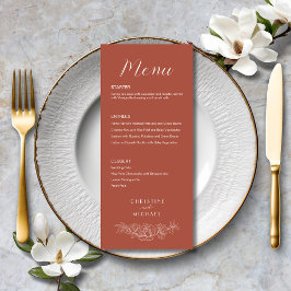 Terracotta Blommigt Formal Elegant bröllop Meny