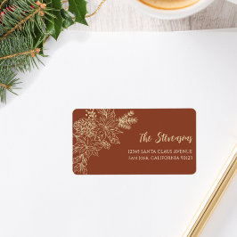 Terracotta Blommigt Helgdag Returadressetikett Adressetikett