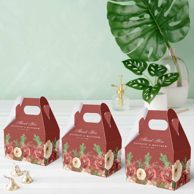 Terracotta Blommigt jul Gräs Bough Bröllop Presentaskar (Skapare uppladdad)