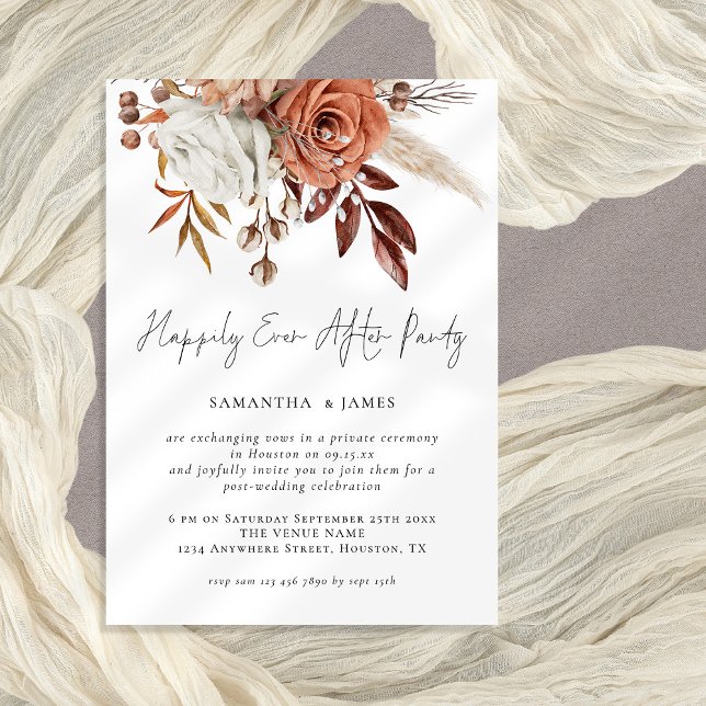 Terracotta Blommigt lyckligtvis allt efter Party B Inbjudningar (Terracotta florals happily ever after party)