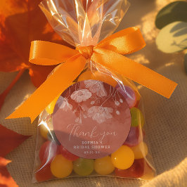 Terracotta Blommigt Möhippa Tack Sticker Runt Klistermärke