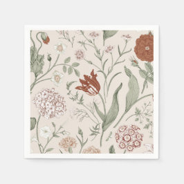 Terracotta Blommigt Napkins, Rustic Flowers, Vinta Pappersservett