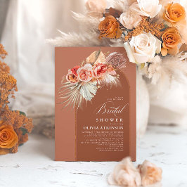 Terracotta Blommigt Pampas Grass Boho Möhippa Inbjudningar