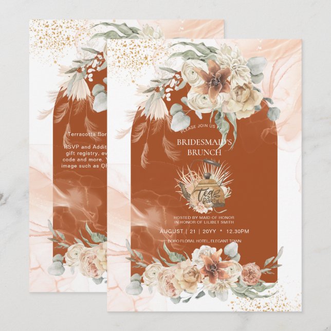 Terracotta Blommigt Pampas Grass BRIDESMAID'S LUNC (Fram/baksida)