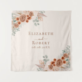 Terracotta Blommigt Pampas Grass Bröllop Backdropp