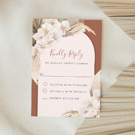 Terracotta Blommigt Pampas Grass Fall Wedding OSA Kort