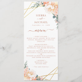 Terracotta Blommigt Peach Guld bröllopsmottagning Meny