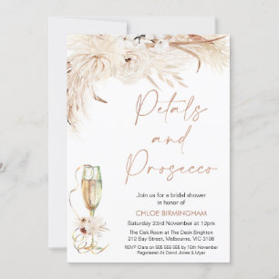 Terracotta Blommigt Petals Prosecco Möhippa Inbjudningar