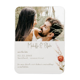 Terracotta Blommigt Photo Bröllop spara datum Magnet