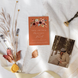 Terracotta Blommigt Photo Spara datum Spara Datumet