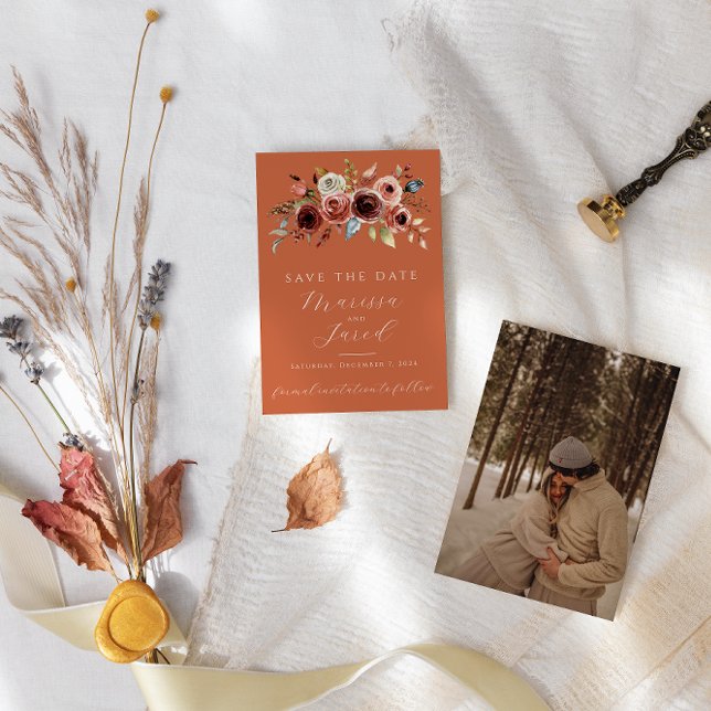 Terracotta Blommigt Photo Spara datum Spara Datumet (Skapare uppladdad)