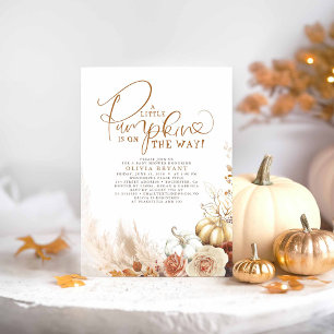 Terracotta Blommigt Pumpkins Fall Baby Shower Inbjudningar