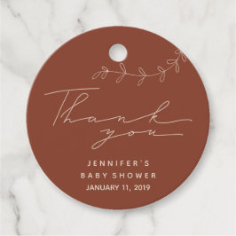 Terracotta Blommigt Simple Script Baby Shower Gåvor Etiketter