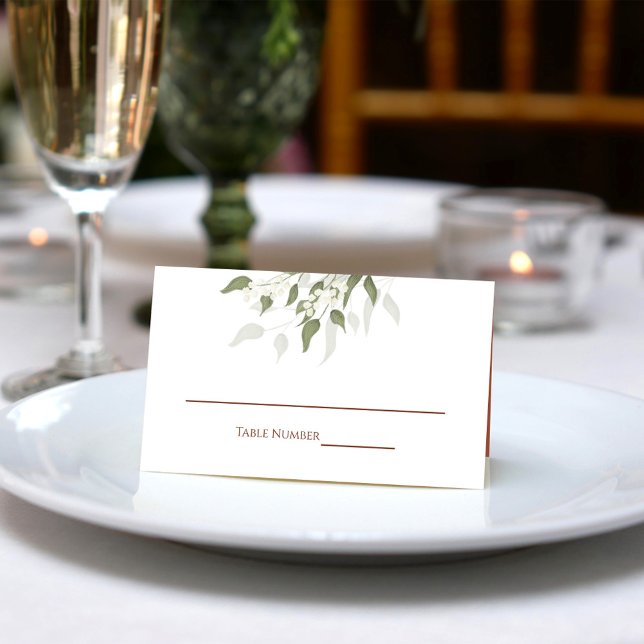 Terracotta Blommigt White Greenery Foliage Elegant Placeringskort (Elegant Terracotta and white wedding receptions place card )
