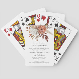 Terracotta Blommigtar som spelar in bröllopsinbjud Casinokort