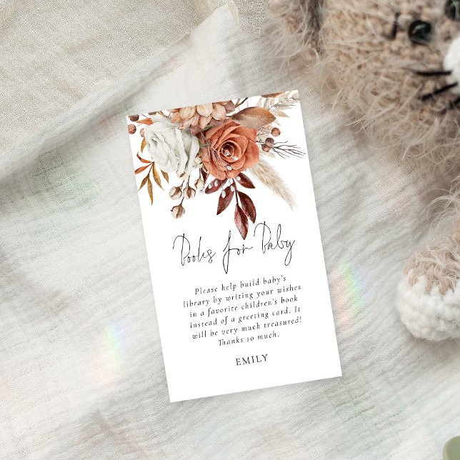 Terracotta Blommigts Bokar for Baby Shower Tilläggskort (Skapare uppladdad)