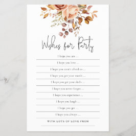 Terracotta Blommigts Önskemål för babyvisningsspel Flygblad