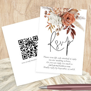 Terracotta Blommigts QR-kodkort Bröllop OSA Tilläggskort