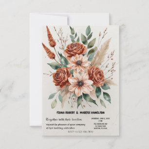 Terracotta Blommigts Rustic Boho Bröllop OSA Kort