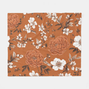 Terracotta Blommönster Fleecefilt