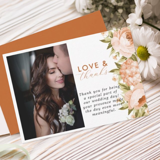 Terracotta Blooming Ro Hydrangea Blommigt Bröllop Tack Kort (Skapare uppladdad)