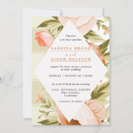 Terracotta Blooming Rose Hydrangea Floral Wedding Inbjudningar