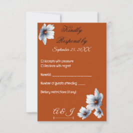Terracotta Blue Blommigt Chic Anemone Autumn Bröll OSA Kort
