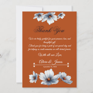 Terracotta Blue Blommigt Chic Anemone Autumn Bröll Tack Kort