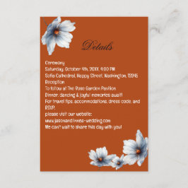 Terracotta Blue Blommigt Chic Anemone Autumn Bröll Tilläggskort