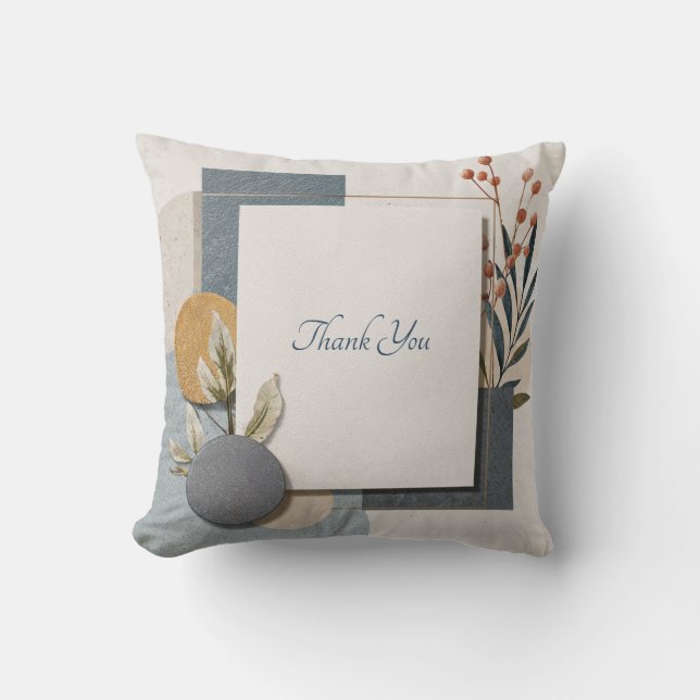 Terracotta Blue Geometric Botanical Bröllop Kudde (Framsida)