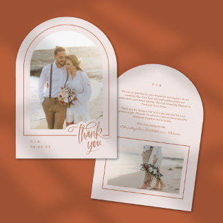 Terracotta Blush 2 Photo Wedding Thank You Card Inbjudningar