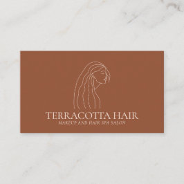 Terracotta Blush Woman Feminint Hår Salong Visitkort