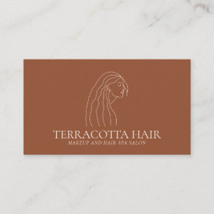 Terracotta Blush Woman Feminint Hår Salong Visitkort